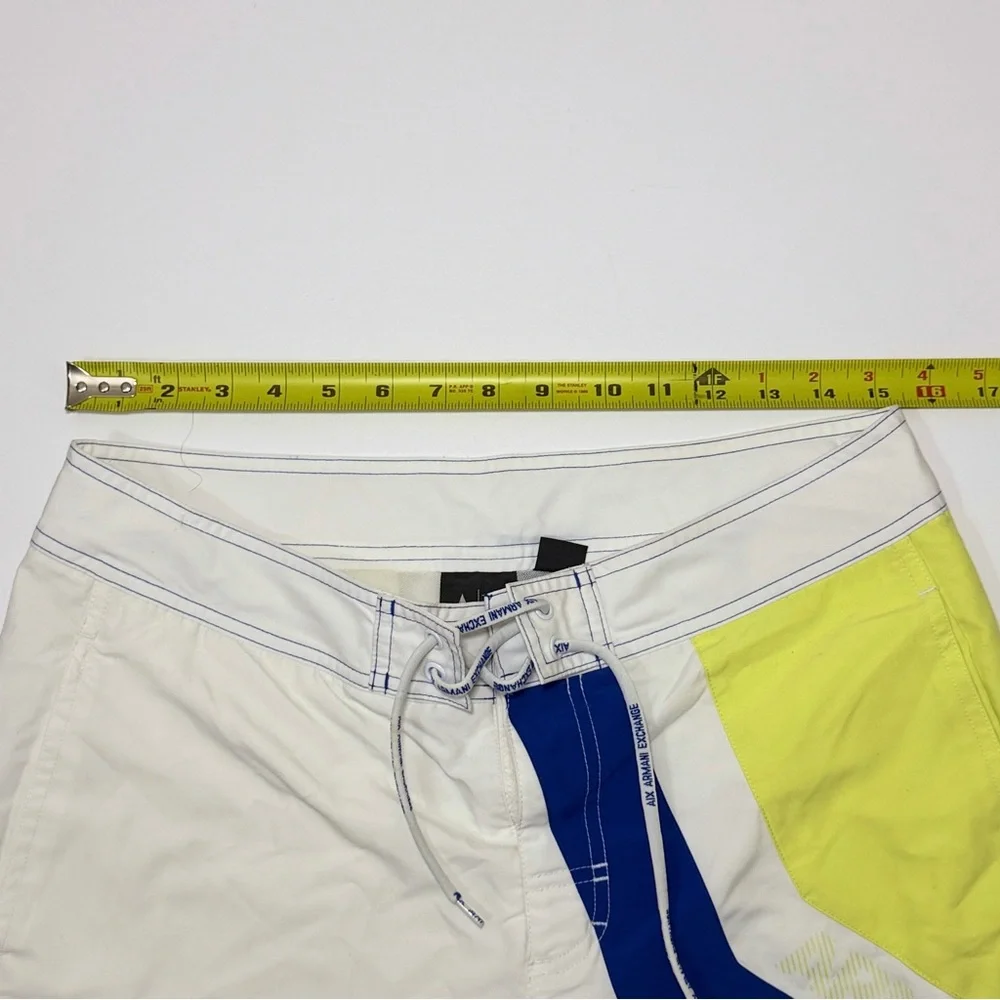 Armani Exchange Men's White and Yellow Board Shorts